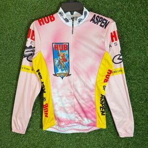 Verge Hub Aspen Cycling Jersey Women's M Long Sleeve Pink Yellow Grateful Dead